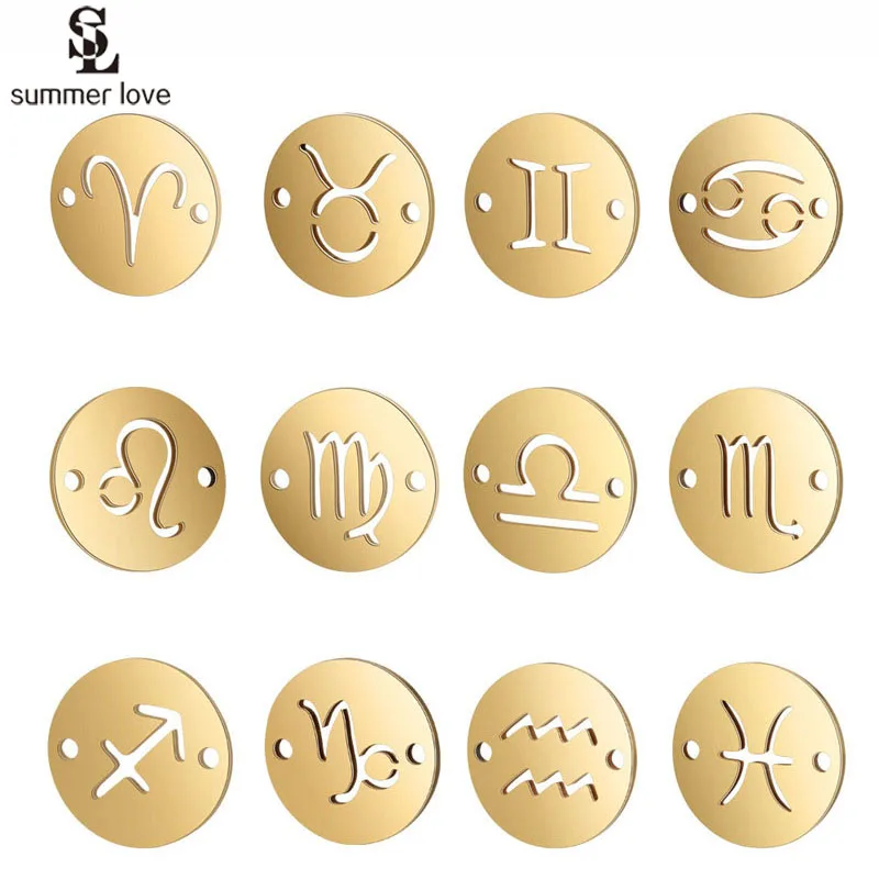 10PCS Zodiac Constellation Stainless Steel Charms for DIY Jewelry Making 12mm Round Disc 2 Hole Connectors Charm Fit Bracelet
10PCS Zodiac Constellation Stainless Steel Charms for DIY Jewelry Making 12mm Round Disc 2 Hole Connectors Charm Fit Bracelet