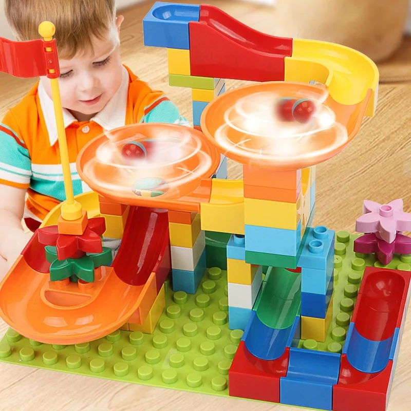 Marble Race Run Maze Ball Track Compatible Duploed Bricks DIY Funnel Slide Big Size Building Blocks Maze Ball Block Toys for Kid
Marble Race Run Maze Ball Track Compatible Duploed Bricks DIY Funnel Slide Big Size Building Blocks Maze Ball Block Toys for Kid