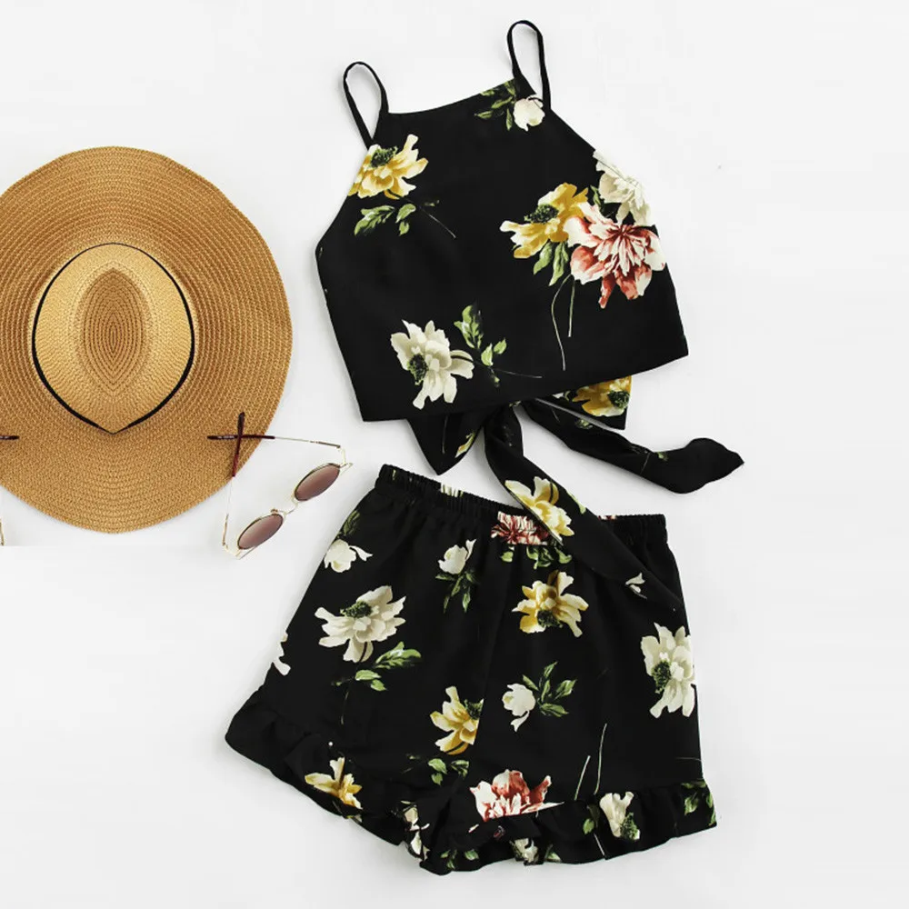 Casual two piece set ladies lotus leaf print summer sleeveless strapless shorts 2018 beachwear women's suit
Casual two piece set ladies lotus leaf print summer sleeveless strapless shorts 2018 beachwear women's suit