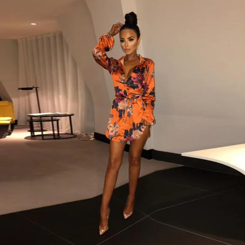 Retro Floral Print Notched Dress Sexy Split Bodycon Mini Dress Long Sleeve Robe Belt Summer Shirt Dress Women 2019 Party Vestido 
Retro Floral Print Notched Dress Sexy Split Bodycon Mini Dress Long Sleeve Robe Belt Summer Shirt Dress Women 2019 Party Vestido