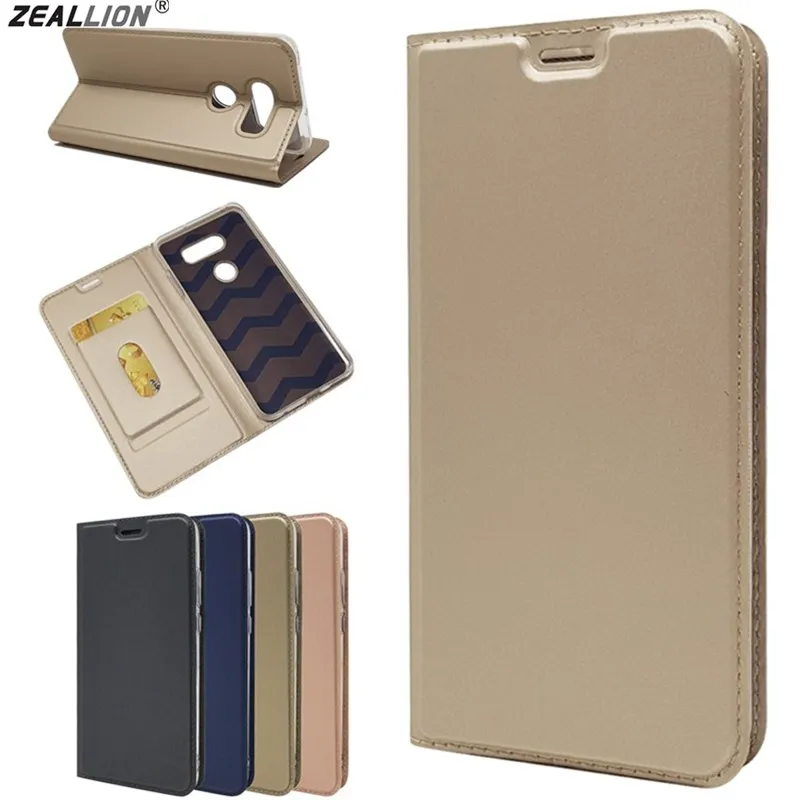 

ZEALLION For LG G6 G7 Q6 Q8 V20 V30 Luxury Slim Magnetic Voltage PU Leather Card Slot Flip Stand Case Cover