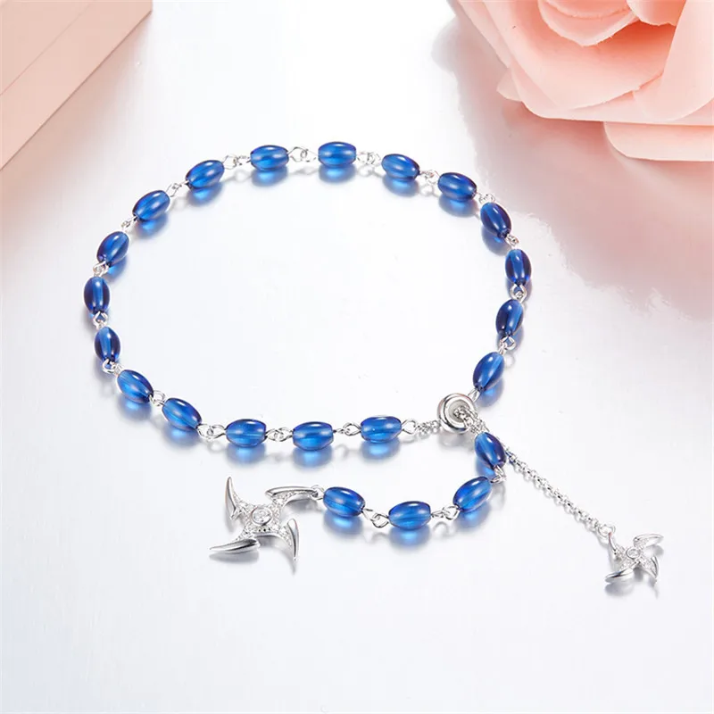 Waterdrop Candy Crystal Beaded Darts Charm Bracelet Bule Gem Stones 925 sterling silver Boomerang adjustable bracelet for women 
Waterdrop Candy Crystal Beaded Darts Charm Bracelet Bule Gem Stones 925 sterling silver Boomerang adjustable bracelet for women