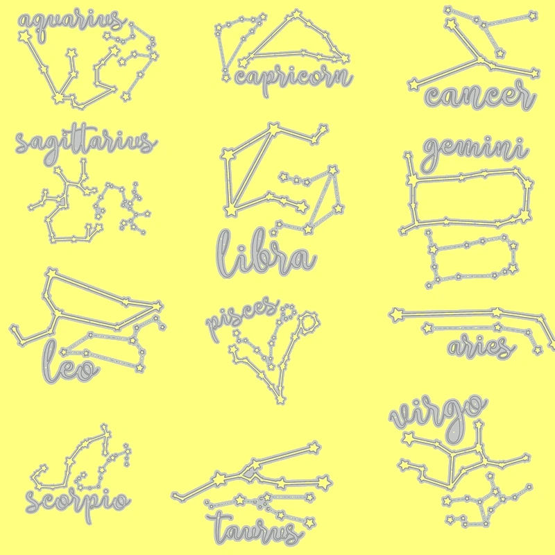 Twelve constellation Zodiac Metal Cutting Dies Stencil For Scrapbooking Embossing DIY Paper Card album Handcrafts Templates
Twelve constellation Zodiac Metal Cutting Dies Stencil For Scrapbooking Embossing DIY Paper Card album Handcrafts Templates