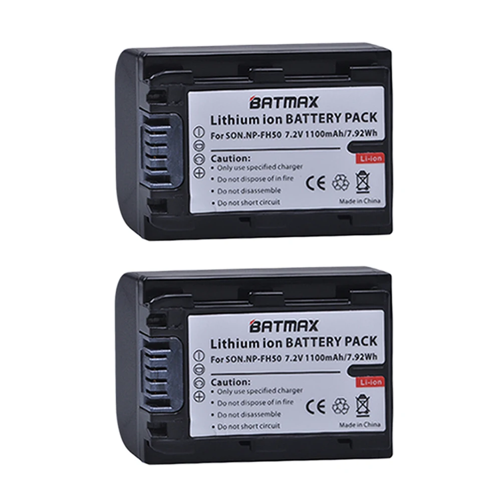 

2Pcs 1100mAh NP-FH50 NP FH50 NPFH50 Battery for Sony FH70 FH100 A230 A330 A290 A380 A390 HDR-TG1E TG3 TG5 TG7 DSC-HX1 DSC-HX200