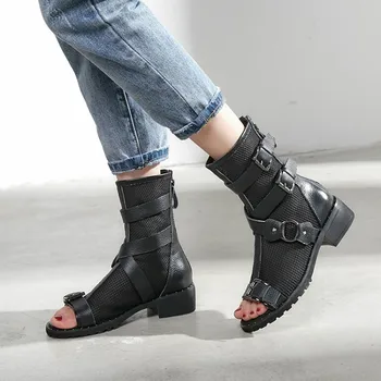 2019 New Womens boots summer ankle boots open toe low heel Genuine Leather Rome Gladiator sandals breathable Women's footwear
2019 New Womens boots summer ankle boots open toe low heel Genuine Leather Rome Gladiator sandals breathable Women's footwear