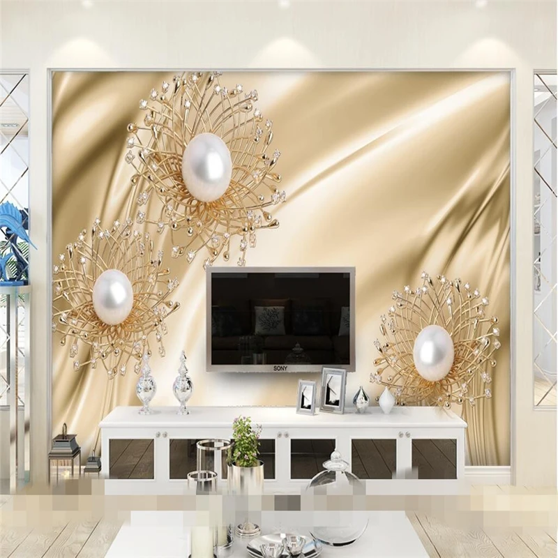 Custom Photo Wallpaper Mural Wall Sticker European Style Golden Pearl Jewelry Background Wall papel de parede 3d wallpaper
Custom Photo Wallpaper Mural Wall Sticker European Style Golden Pearl Jewelry Background Wall papel de parede 3d wallpaper