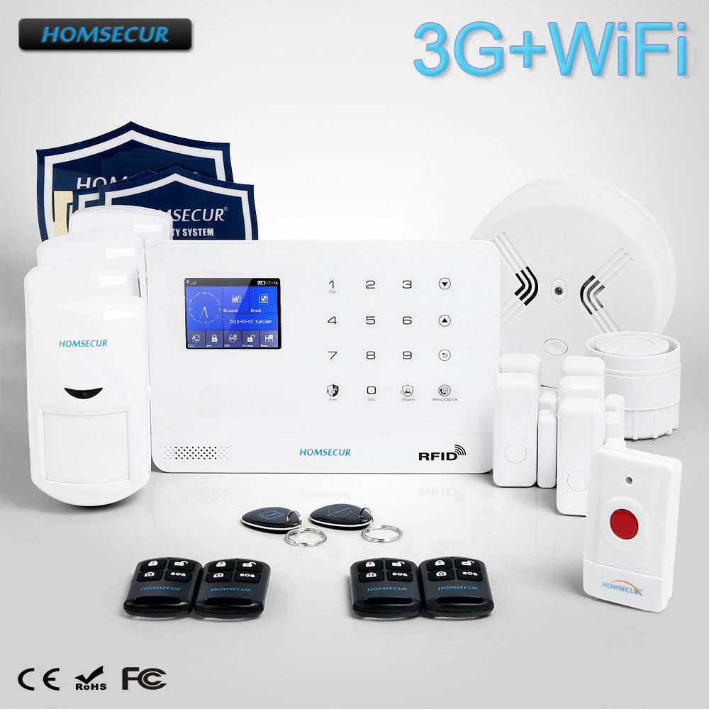 HOMSECUR Wireless LCD 3G/WCDMA RFID Home House Alarm System With Smoke Sensor LA02-3G
HOMSECUR Wireless LCD 3G/WCDMA RFID Home House Alarm System With Smoke Sensor LA02-3G