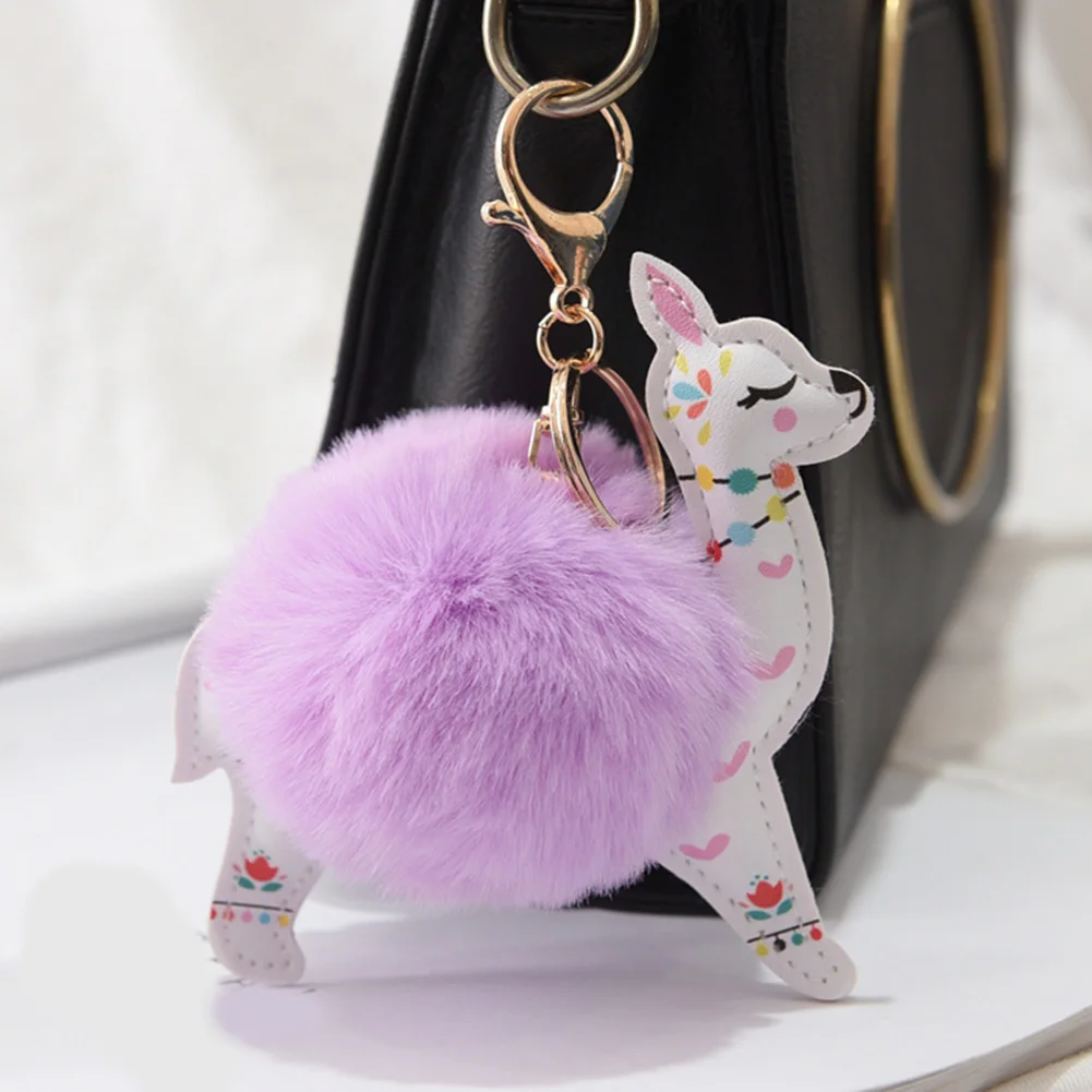 Fluffy Fur Ball Cute Alpaca Keychain Leather Cartoon Key Ring Charm Artificial Rabbit Fur Pompom Key Chain Women Jewelry Gift
Fluffy Fur Ball Cute Alpaca Keychain Leather Cartoon Key Ring Charm Artificial Rabbit Fur Pompom Key Chain Women Jewelry Gift