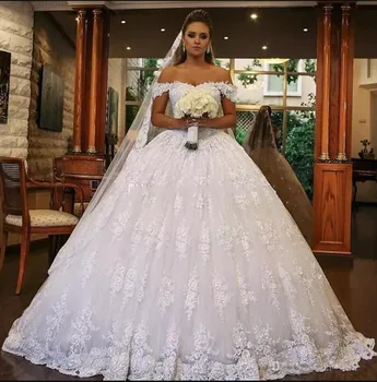 Gorgeous Lace Wedding Dresses with Long Train Puffy Ball Gowns For Wedding Open Back Off Shoulder Bridal Gowns Vestidos De Novia
Gorgeous Lace Wedding Dresses with Long Train Puffy Ball Gowns For Wedding Open Back Off Shoulder Bridal Gowns Vestidos De Novia