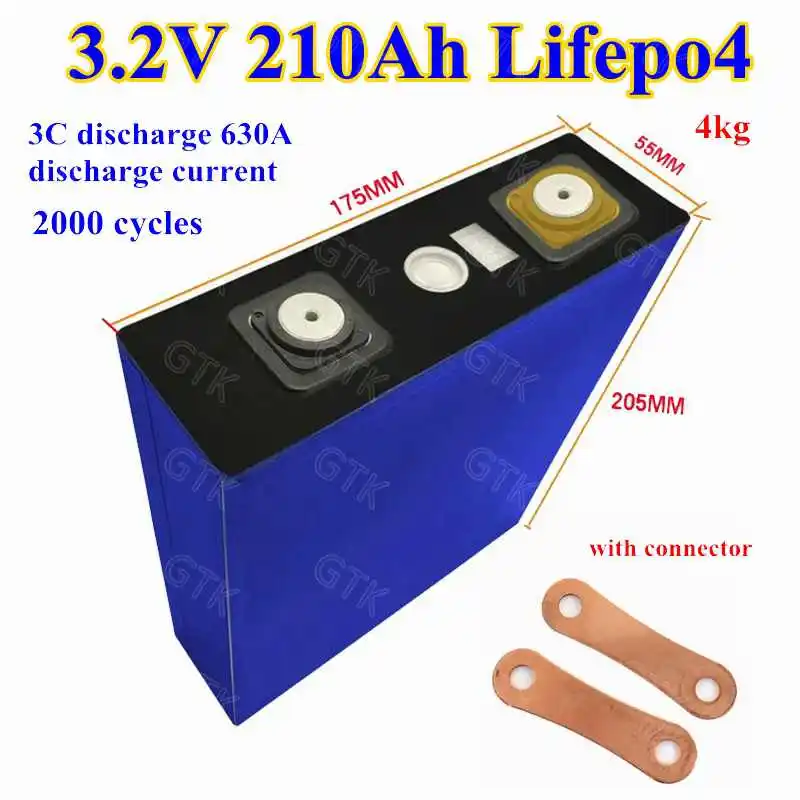 4pcs 3.2V 200A 210Ah Lifepo4 lithium battery 3C discharge for 12v RV electric car buses mortorcycl battery pack diy
4pcs 3.2V 200A 210Ah Lifepo4 lithium battery 3C discharge for 12v RV electric car buses mortorcycl battery pack diy