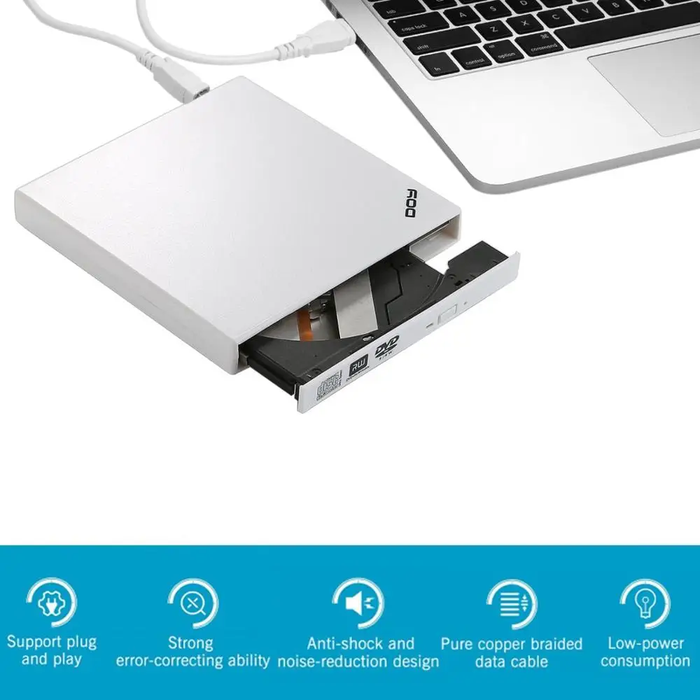 Внешний DVD привод YiYaYo для ноутбуков и ПК портативный оптический с USB 2.0