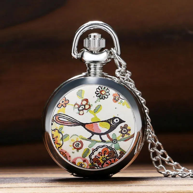 Маленькие серебряные Модные женские карманные часы P595 с подвеской на длинной