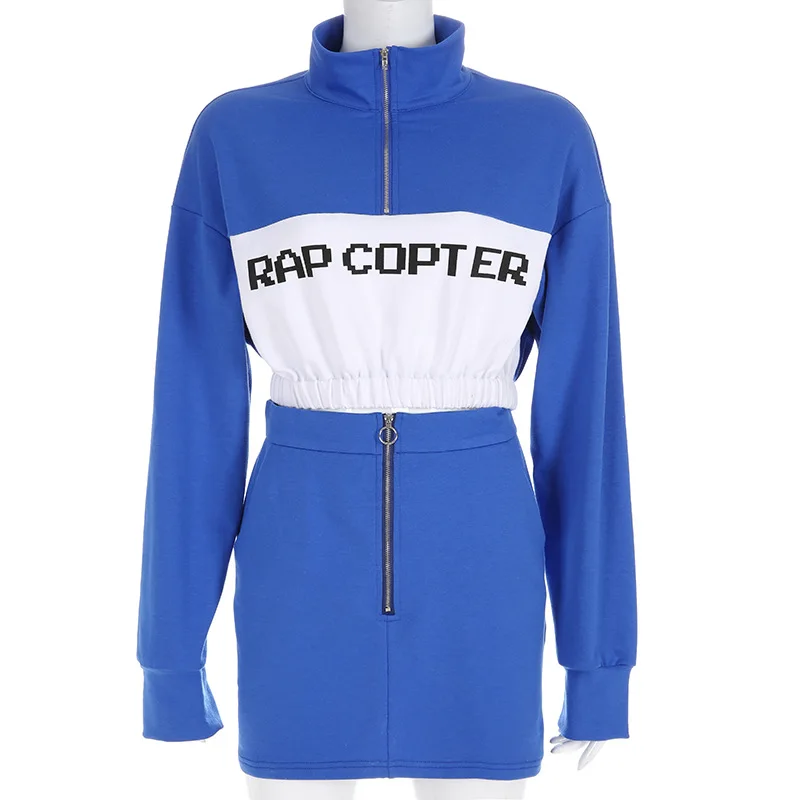 Cotton Jacket+Skirt Women Sets Blue Letter Turtleneck Short Top Coat A-Line Tight Skinned Skirt Zip Pockets Women's Suit Cotton
Cotton Jacket+Skirt Women Sets Blue Letter Turtleneck Short Top Coat A-Line Tight Skinned Skirt Zip Pockets Women's Suit Cotton