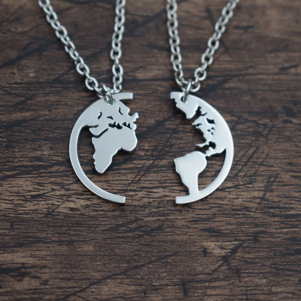 SanLan 1pair stainless steel 2 pcs World Map necklace Travel World Map Earth pendant travel gift
SanLan 1pair stainless steel 2 pcs World Map necklace Travel World Map Earth pendant travel gift