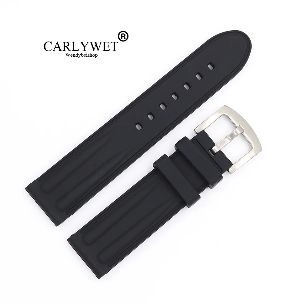CARLYWET 22mm Black Waterproof Silicone Rubber Replacement Wrist Watch Band Strap Belt Silver brushed Buckle
CARLYWET 22mm Black Waterproof Silicone Rubber Replacement Wrist Watch Band Strap Belt Silver brushed Buckle