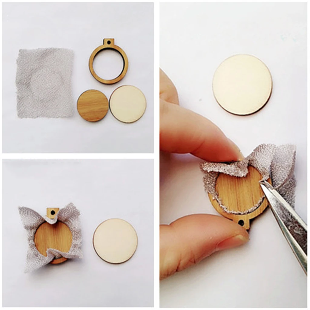 Mini Hexagon Shape Embroidery Hoops DIY Wooden Cross Stitch Hoop Frame with Beaded Chain and Connectors for Art Craft Sewing