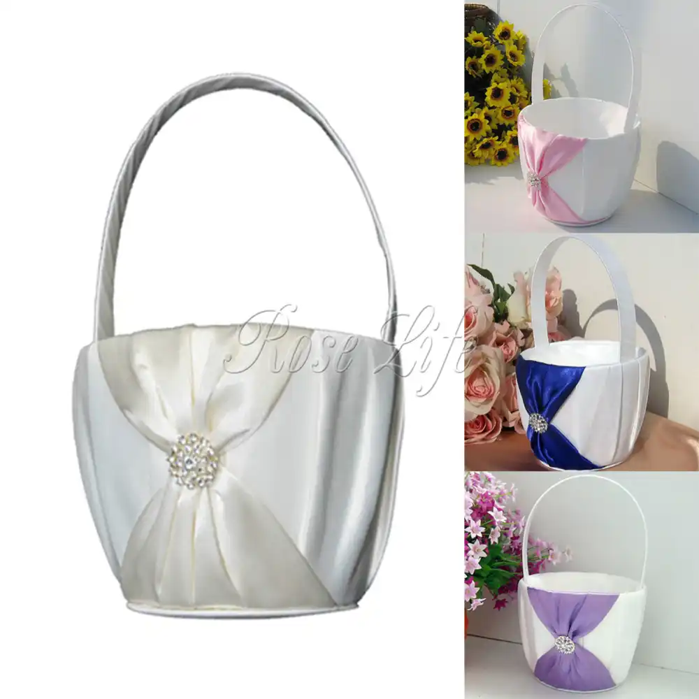4colors flower girl baskets for wedding bridesmaid accessories