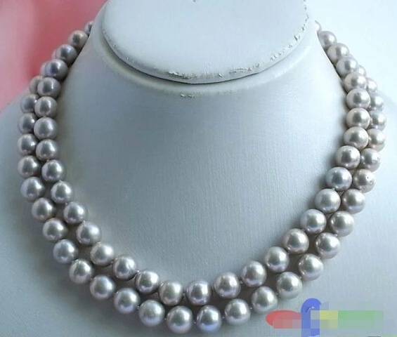 Wholesale FREE SHIPPING >>> 2ROW 11MM ROUND GRAY FRESHWATER CULTURED PEARL NECKLACE p822 | Украшения и аксессуары