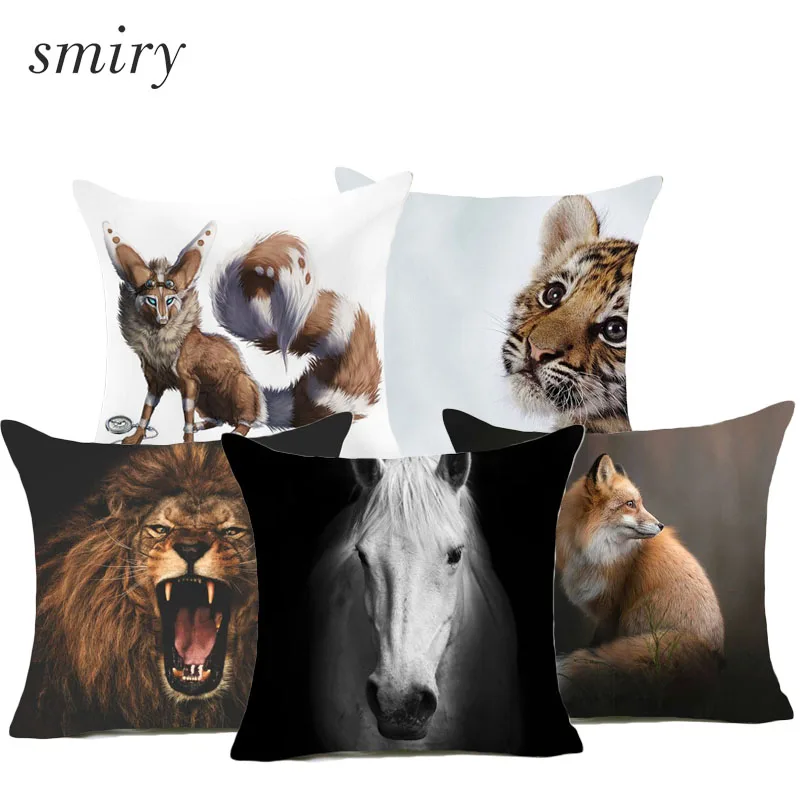 White Tiger Strong Cover Pillow Case Cushion Decor Home Polyester Sofa Animal