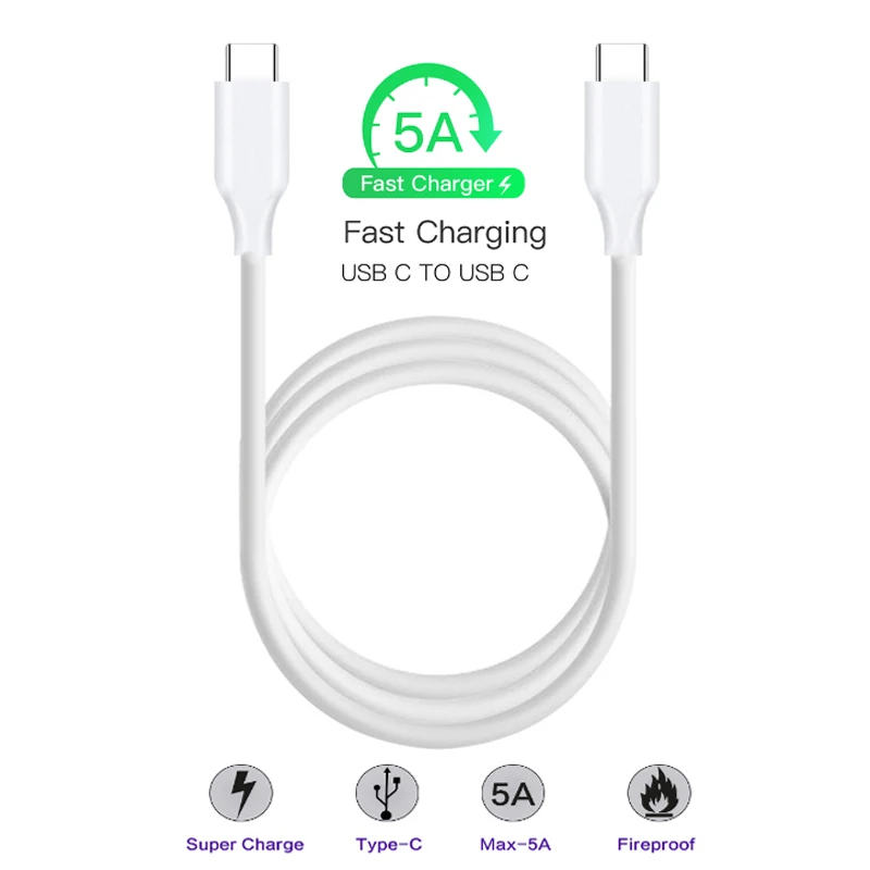 2M 5A USB C to Type C Cable Male to Male for Macbook Mac Pro Air 29W/61W/87W 20.2V 4.3A USB-C PD Charger Fast Charging Data Cord
2M 5A USB C to Type C Cable Male to Male for Macbook Mac Pro Air 29W/61W/87W 20.2V 4.3A USB-C PD Charger Fast Charging Data Cord