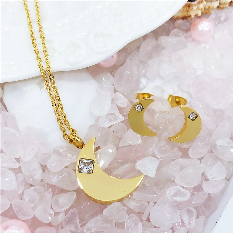 Simple Stainless Steel Sets For Women Moon Shape Necklace Earring Jewelry Lover's Engagement Jewelry Gifts
Simple Stainless Steel Sets For Women Moon Shape Necklace Earring Jewelry Lover's Engagement Jewelry Gifts