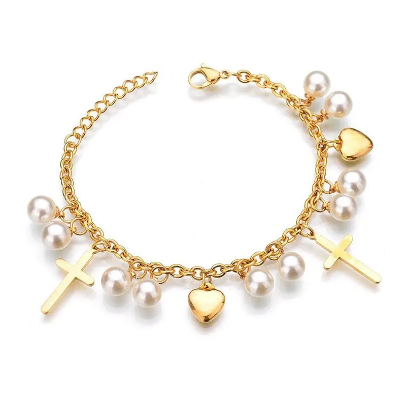 Wholesale Jewelry -- Titanium Steel Religious Cross Pearl Charm Bracelets Fashion Jewelry For Women No Fade
Wholesale Jewelry -- Titanium Steel Religious Cross Pearl Charm Bracelets Fashion Jewelry For Women No Fade