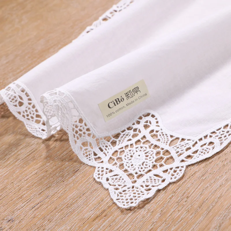 

A012: White premium cotton lace handkerchiefs blank crochet hankies for women/ladies wedding handkerchief