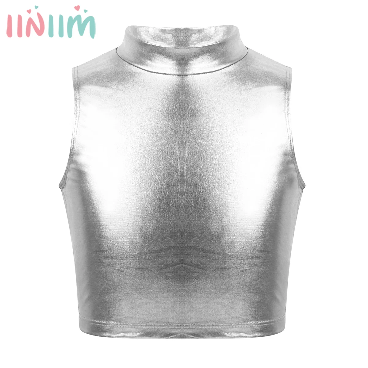 Kids Girls Metallic Sleeveless Turtleneck Crop Tank Tops for Ballet Dance Stage Performance Workout Gymnastics Leotard Dance Top
Kids Girls Metallic Sleeveless Turtleneck Crop Tank Tops for Ballet Dance Stage Performance Workout Gymnastics Leotard Dance Top