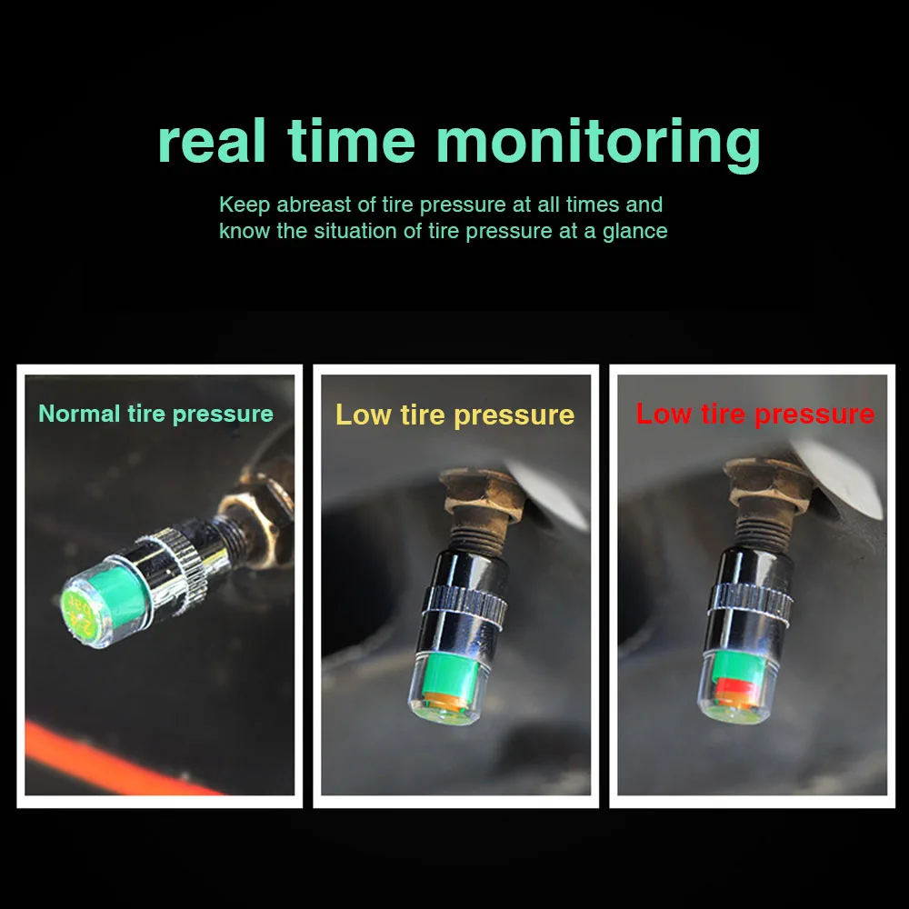 4pcs/Set 2.4 Bar Car Tire Pressure Guage Cap Sensor Indicator Alert Monitoring Tool Alert Air Pressure Gauge Tyre Cap Indicator
4pcs/Set 2.4 Bar Car Tire Pressure Guage Cap Sensor Indicator Alert Monitoring Tool Alert Air Pressure Gauge Tyre Cap Indicator
