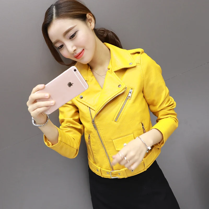 Yellow Motorcycle Leather Jacket Women 2018 New Fashion Short Spring Autumn Lady Slim Coat Leather Jacket Women Zipper Outerwear
Yellow Motorcycle Leather Jacket Women 2018 New Fashion Short Spring Autumn Lady Slim Coat Leather Jacket Women Zipper Outerwear