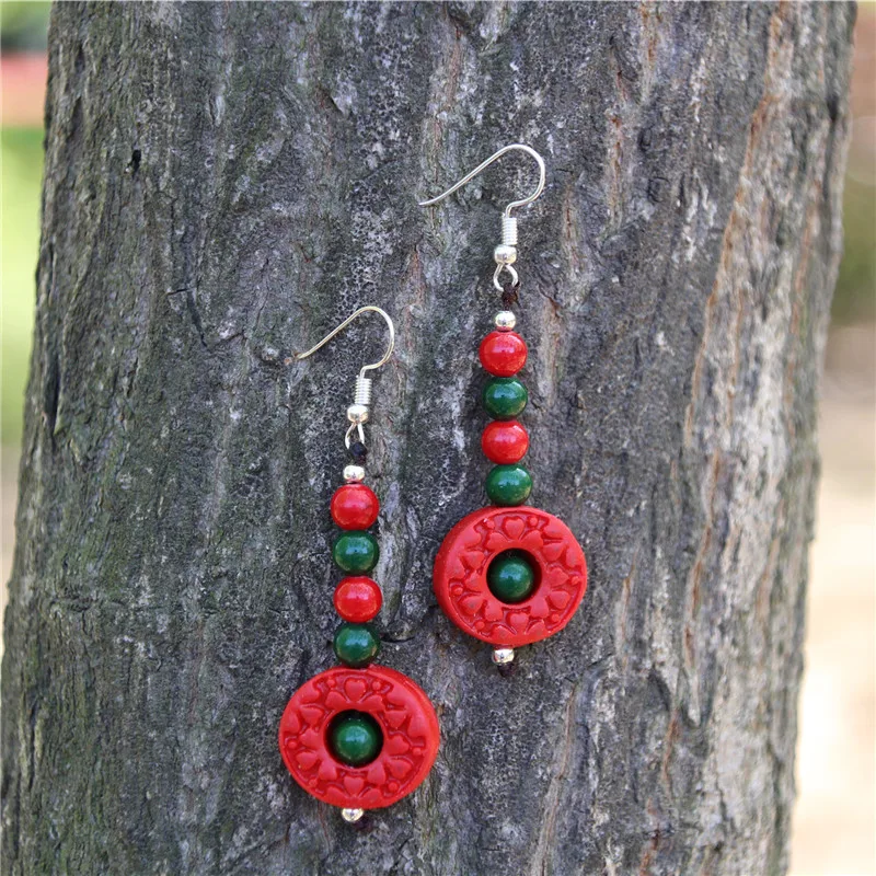 National Style Cinnabar Earrings Chinese Style Handmade Jewelry Festive Auspicious Cocktail Party Wear Free Shipping
National Style Cinnabar Earrings Chinese Style Handmade Jewelry Festive Auspicious Cocktail Party Wear Free Shipping