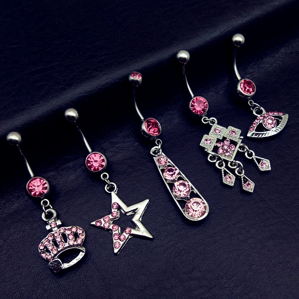 5pcs 2019 new arrivals pink big gem star crown Evil eye tassel dangling navel belly bar button rings body piercing jewelry
5pcs 2019 new arrivals pink big gem star crown Evil eye tassel dangling navel belly bar button rings body piercing jewelry