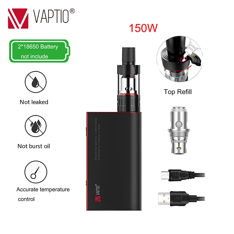Electronic cigarette 150W Vaptio S150 vape kit with 3.0ml Atomizer 0.91 inch Screen support 2*18650 battery(no battery in box)
Electronic cigarette 150W Vaptio S150 vape kit with 3.0ml Atomizer 0.91 inch Screen support 2*18650 battery(no battery in box)