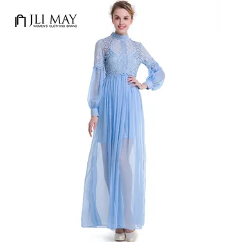 JLI MAY Women lace long dress two piece Lantern Sleeve Stand hollow out elegant party Evening Blue autumn ladies maxi dresses
JLI MAY Women lace long dress two piece Lantern Sleeve Stand hollow out elegant party Evening Blue autumn ladies maxi dresses