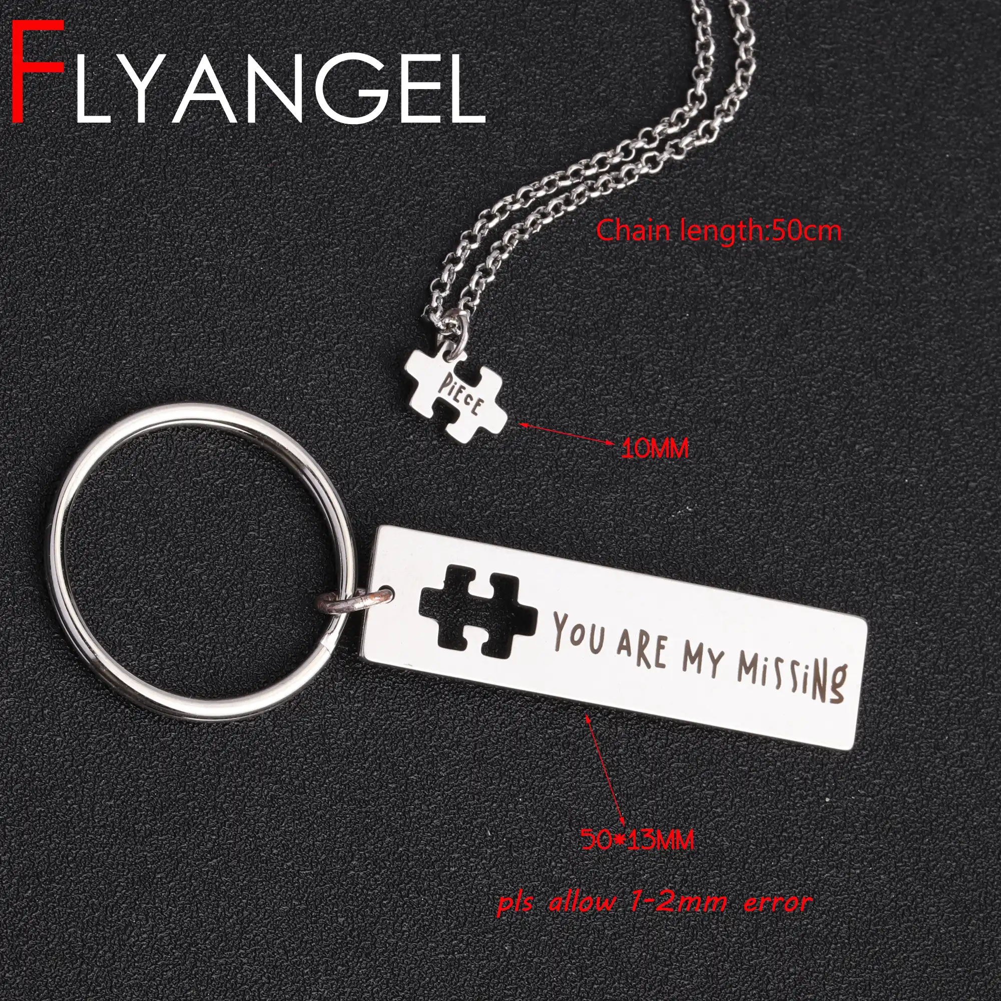 lover gifts you are my missing piece engraved keyring couple set