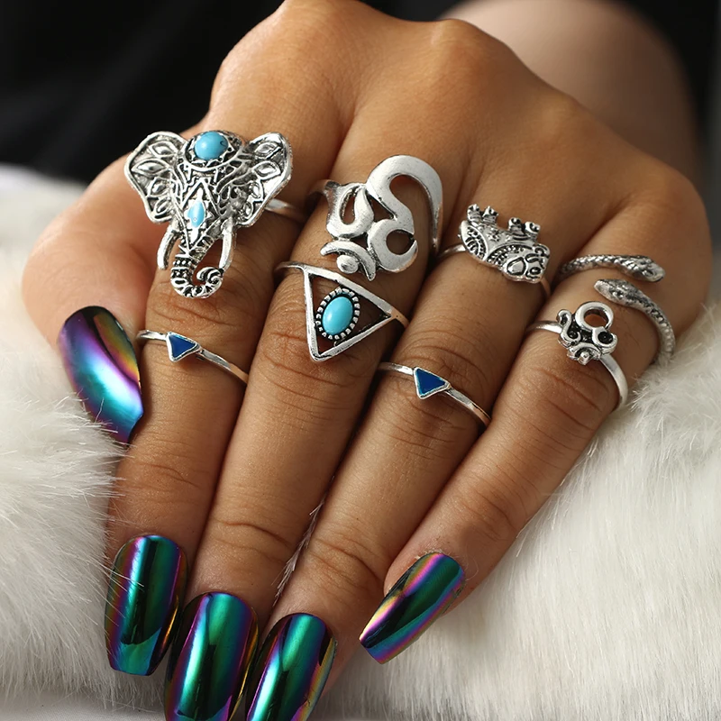 HuaTang Antique Silver Stone Elephant Ring for Women Carved Knuckle Midi Rings Geometric Rings For Women Anillos Anel 8 Pcs 2825
HuaTang Antique Silver Stone Elephant Ring for Women Carved Knuckle Midi Rings Geometric Rings For Women Anillos Anel 8 Pcs 2825