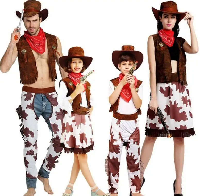 New Halloween Party Cowboy Costume For Adult Men and Women Cowgirl Cosplay Western Dress Suit Carnival Adult and Kids Costumes
New Halloween Party Cowboy Costume For Adult Men and Women Cowgirl Cosplay Western Dress Suit Carnival Adult and Kids Costumes