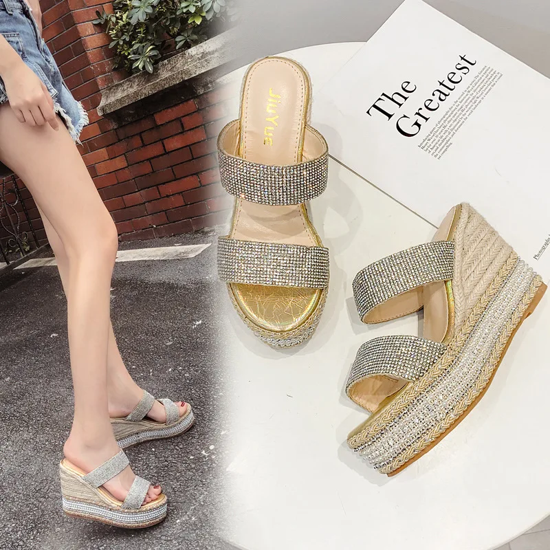 Glitter Slides Low On A Wedge Slippers Heels Women Shoes With Platform Fenty Beauty Crystal High 2019 Summer Luxury Sliders
Glitter Slides Low On A Wedge Slippers Heels Women Shoes With Platform Fenty Beauty Crystal High 2019 Summer Luxury Sliders
