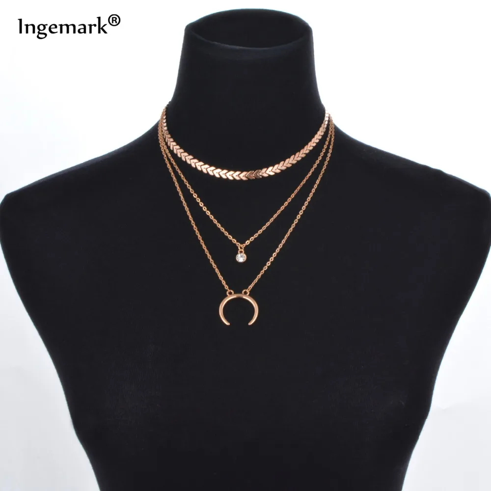 Ingemark Multilayer Fashion Punk Choker Necklace Half Moon Rhinestone Pendant for Women Metal Arrows Sequins Jewelry
Ingemark Multilayer Fashion Punk Choker Necklace Half Moon Rhinestone Pendant for Women Metal Arrows Sequins Jewelry