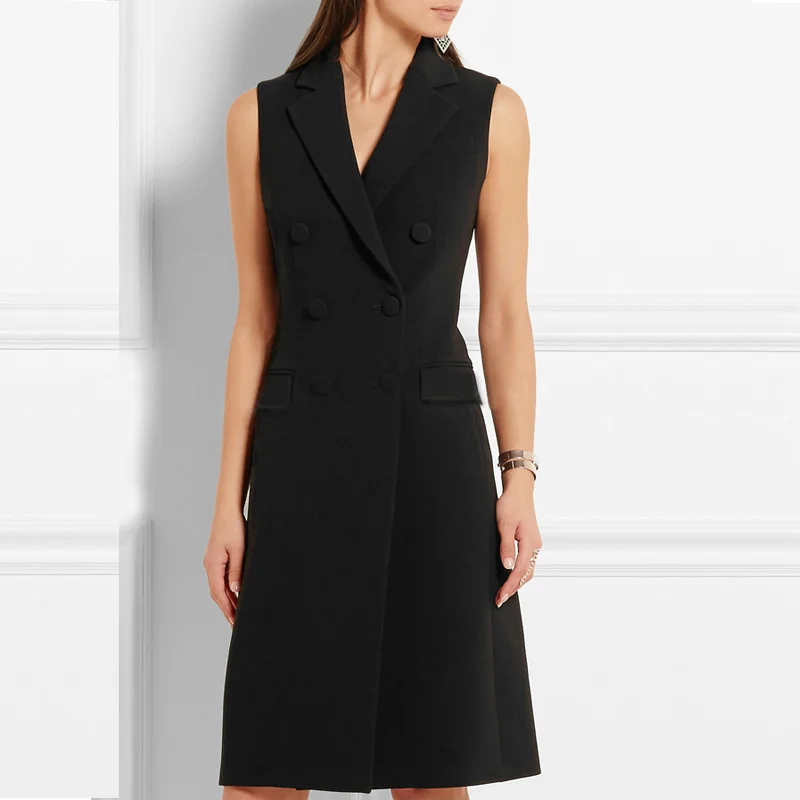New Office Lady Vest Double Breasted Design 2019 Autumn Simple Classical Slim Vests Sleeveless Tank Coats Notched Collar Jackets
New Office Lady Vest Double Breasted Design 2019 Autumn Simple Classical Slim Vests Sleeveless Tank Coats Notched Collar Jackets