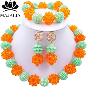 Majalia Fashion Nigeria Wedding African Beads Jewelry Set Orange Crystal Plastic Pearl Necklace Bridal Jewelry Sets 1ZS017
Majalia Fashion Nigeria Wedding African Beads Jewelry Set Orange Crystal Plastic Pearl Necklace Bridal Jewelry Sets 1ZS017