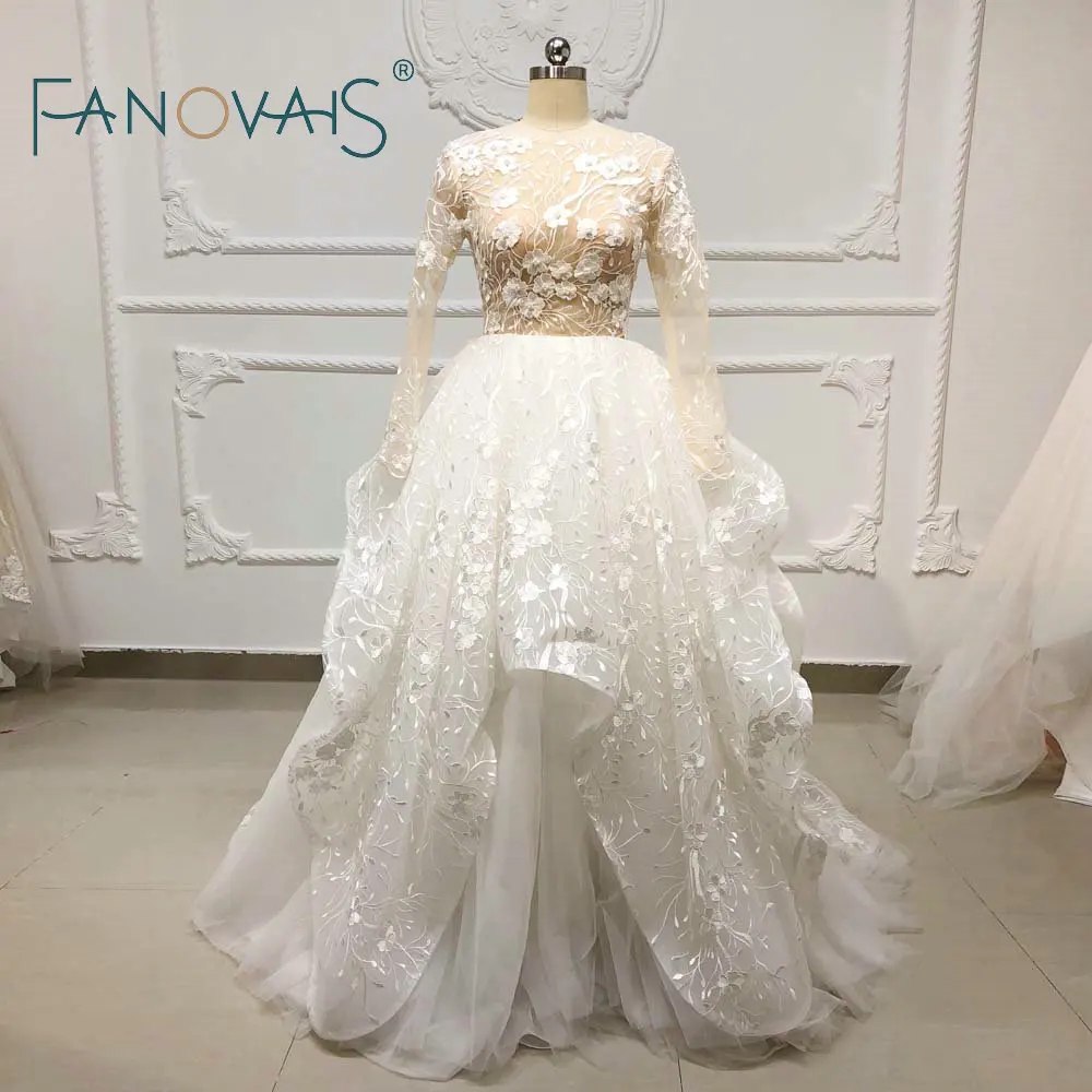 Elegant Lace Wedding Dresses Long Sleeves 2019 Vestido de Novia 3D Flowers Wedding Gowns Backless Robe de mairee Plus Size
Elegant Lace Wedding Dresses Long Sleeves 2019 Vestido de Novia 3D Flowers Wedding Gowns Backless Robe de mairee Plus Size