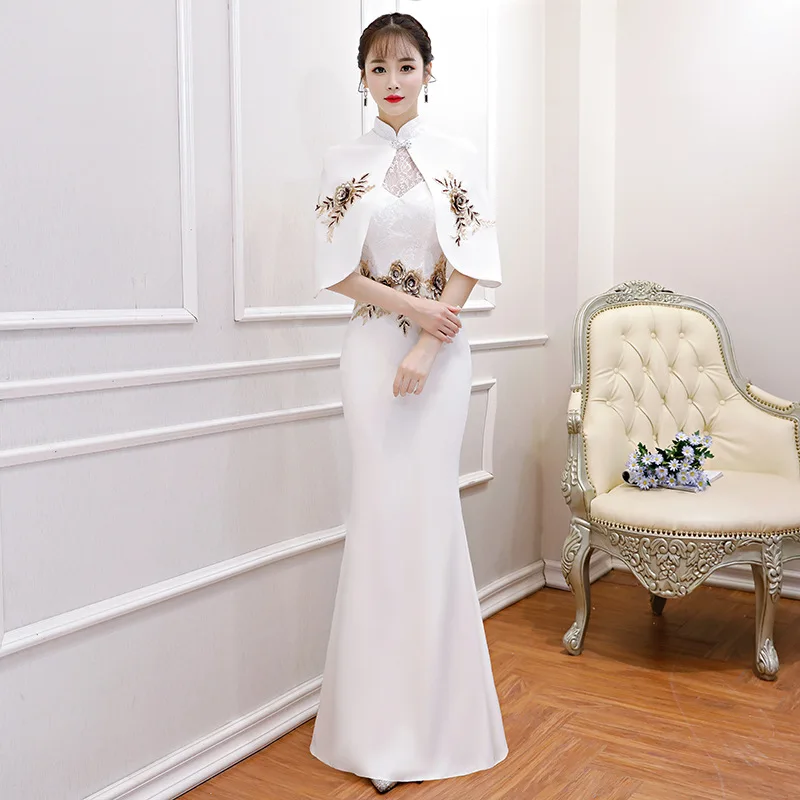 New Chinese Traditional Dress Women's Slim Cheongsam Embroidery Detachable shawl Long Qipao Evening Dresses Size XS-3XL
New Chinese Traditional Dress Women's Slim Cheongsam Embroidery Detachable shawl Long Qipao Evening Dresses Size XS-3XL