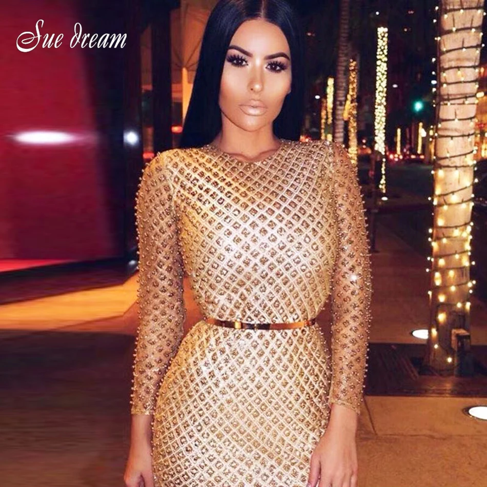 2017 Summer new women dress long sleeves o neck dress sexy bodycon beading mesh celebrity party gold dresses vestidos wholesale
2017 Summer new women dress long sleeves o neck dress sexy bodycon beading mesh celebrity party gold dresses vestidos wholesale