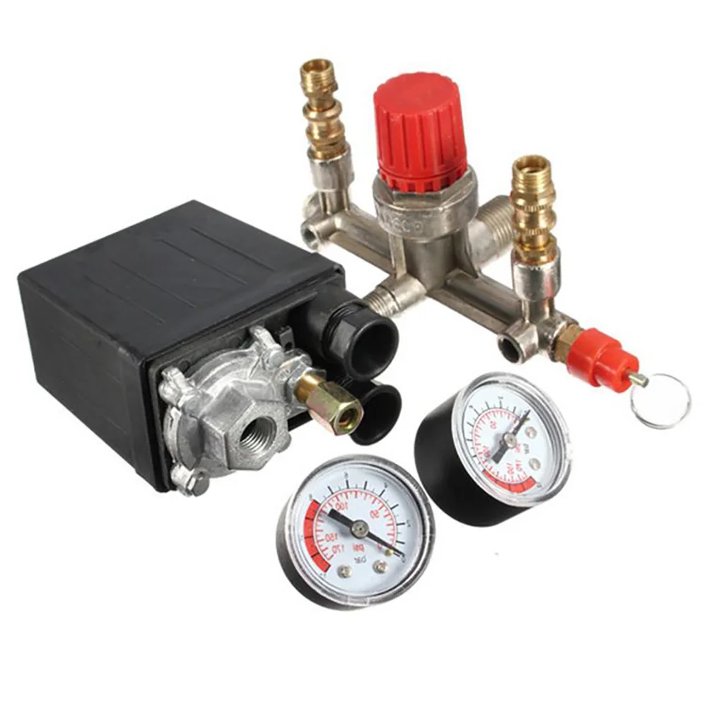 AC 240V Regulator Heavy Duty Air Compressor Pump Pressure Control Switch 4 Port Air Pump Control Valve 7.25-125 PSI with Gauge
AC 240V Regulator Heavy Duty Air Compressor Pump Pressure Control Switch 4 Port Air Pump Control Valve 7.25-125 PSI with Gauge