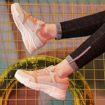 2019 Women's Chunky Sneakers Fashion Platform Lace Up Pink Running Shoes Comfortable Walking Running Sneakers for Women Y1-37
2019 Women's Chunky Sneakers Fashion Platform Lace Up Pink Running Shoes Comfortable Walking Running Sneakers for Women Y1-37