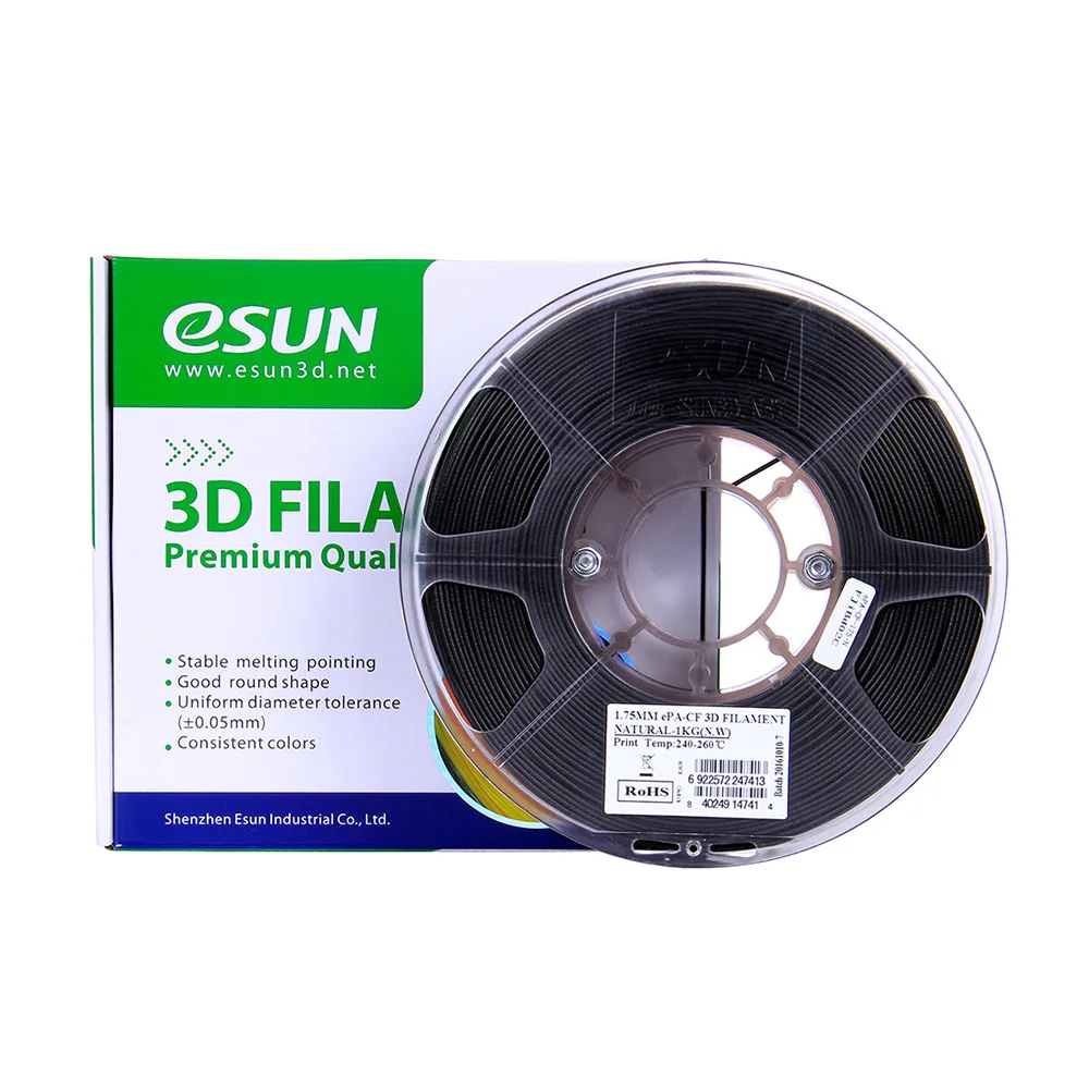 eSUN ePA-CF 1.75mm Carbon Fiber Filled Filament 1KG (2.2lb) Spool Consumables Natural Material Refills for 3D Printers
eSUN ePA-CF 1.75mm Carbon Fiber Filled Filament 1KG (2.2lb) Spool Consumables Natural Material Refills for 3D Printers