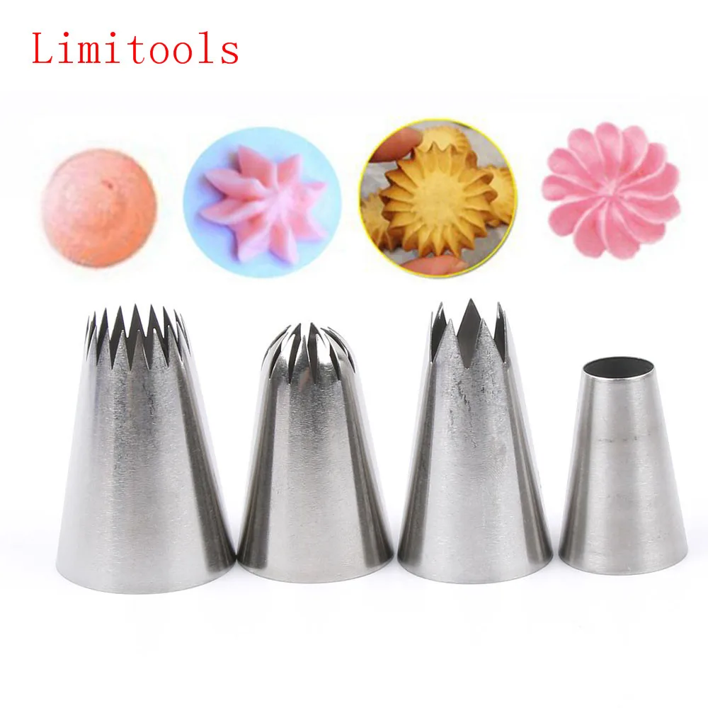 4PCS Big Cream Icing Piping Nozzles Cake Baking Tools Stainless Steel Decorating Tips Set Bakeware Pastry Dessert Decorators
4PCS Big Cream Icing Piping Nozzles Cake Baking Tools Stainless Steel Decorating Tips Set Bakeware Pastry Dessert Decorators