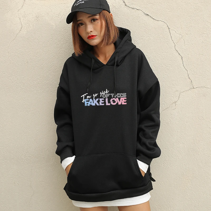 Kpop I'm So Sick Of This Fake Love Hoodies Sweatshirts Casual Harajuku Fleece Spell Color Patchwork Moletom Women Korean Clothes 
Kpop I'm So Sick Of This Fake Love Hoodies Sweatshirts Casual Harajuku Fleece Spell Color Patchwork Moletom Women Korean Clothes