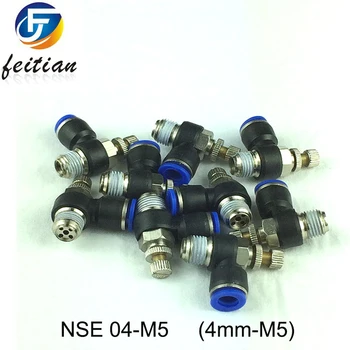 50PC Pneumatic 4mm to M5 PT Thread 90 Degree Quick Fitting blue/NSE 04-M5